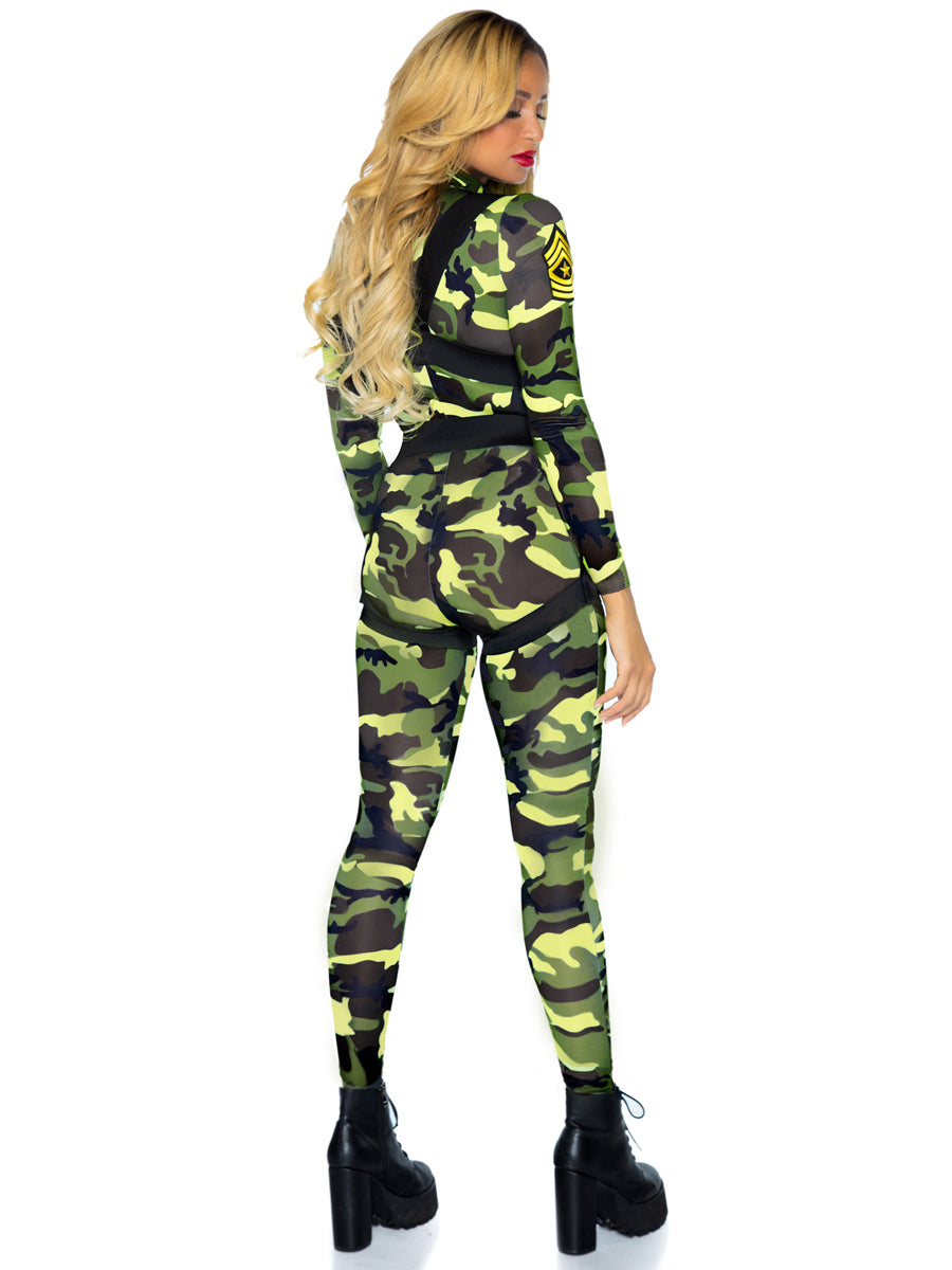 Womens Camouflage Print Pretty Paratrooper Army Soldier Costume Back Image