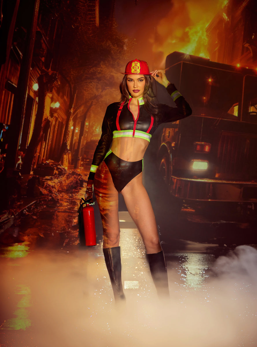 Fierce Fire Woman Sexy Two Piece Costume - Lifestyle Image 1