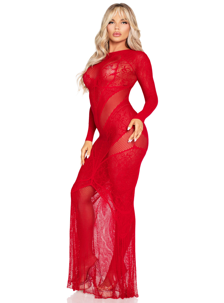 Heart Red Lace and Net Sheer Dress