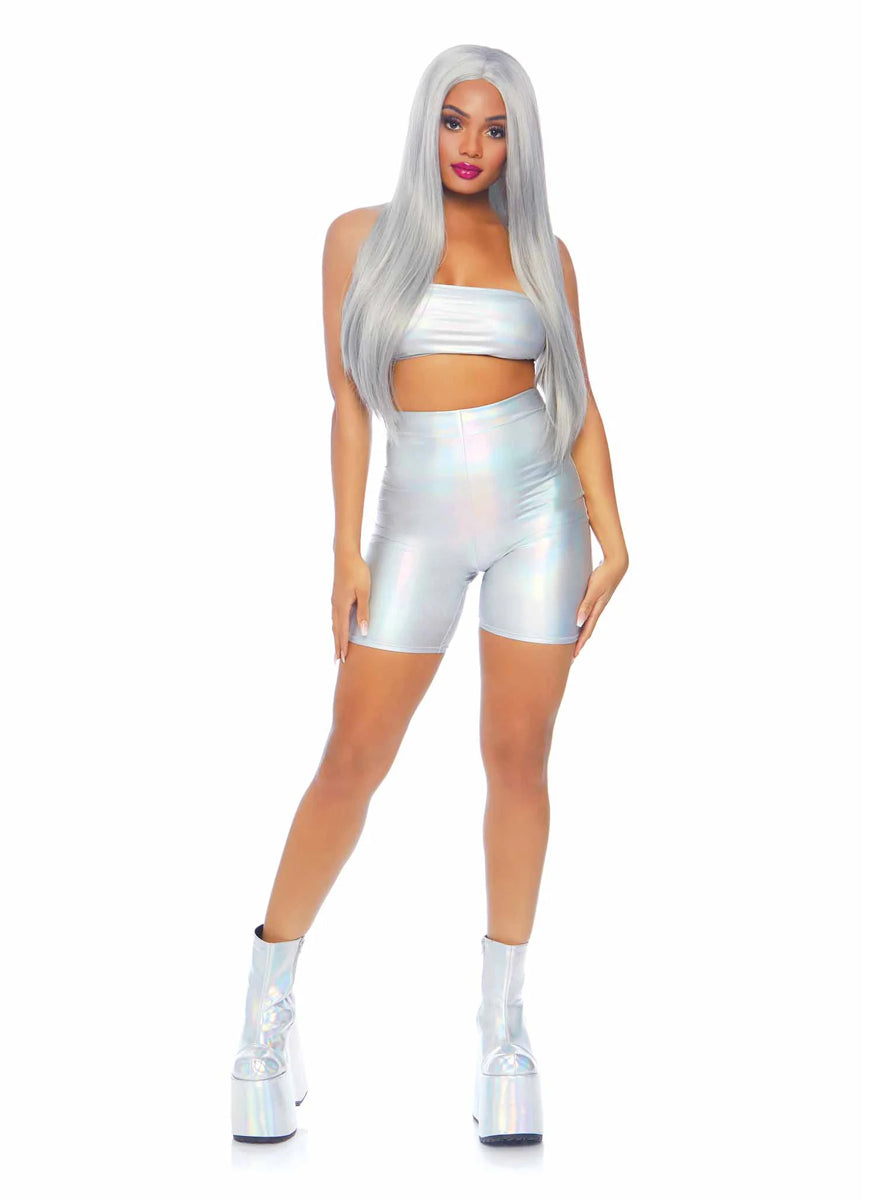 Holographic Sexy Bandeau and Shorts Festival Set