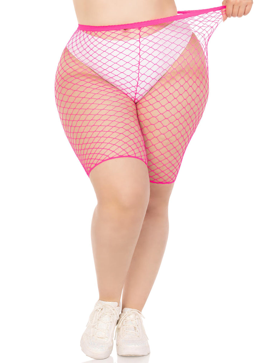 Industrial Net Neon Pink Plus Size Bike Shorts