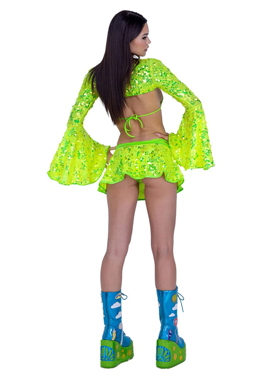 Neon Yellow Sequin Bikini Top