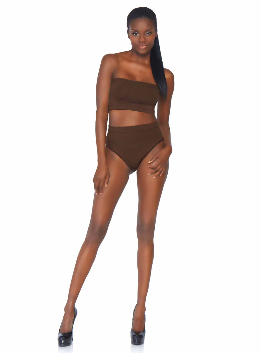 Deep Skin Tone Opaque Microfiber Bandeau and Briefs Set