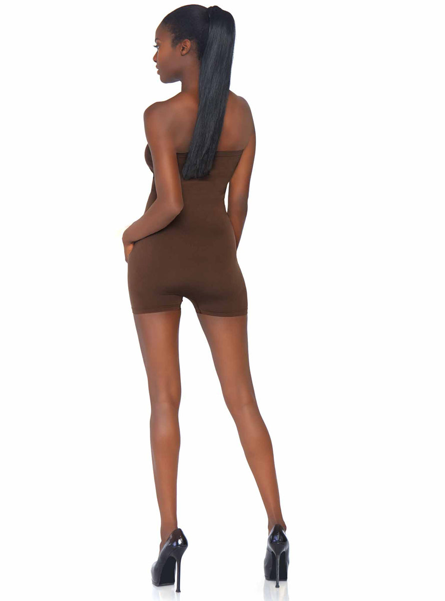 Deep Skin Tone Opaque Microfiber Strapless Romper