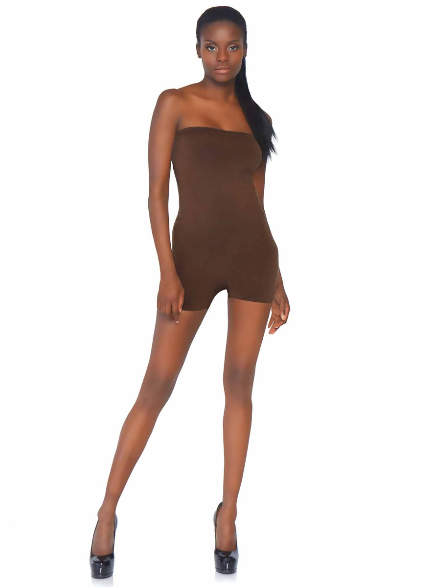 Deep Skin Tone Opaque Microfiber Strapless Romper