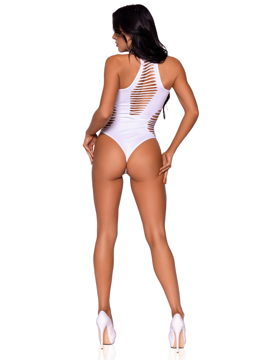 Seamless White Shredded Sexy Bodysuit