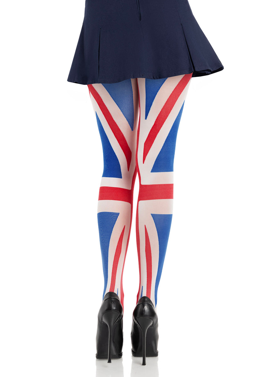 Womens Union Jack Full Length Opaque Stockings Back Image