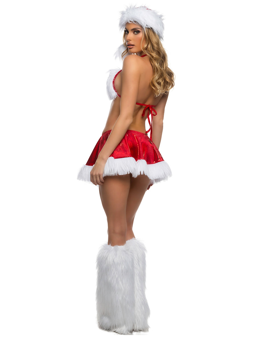 Winter Wonderland Babe Sexy Womens Two Piece Christmas Costume Set - Back Image