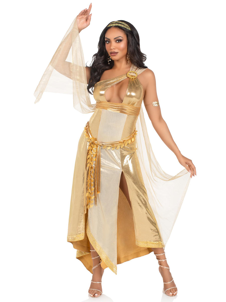 Womens Sexy Ancient Golden Goddess Costume Main Image