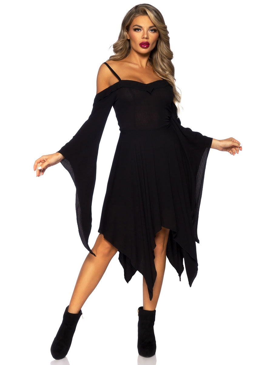 Womens Black Bell Sleeved Peasant Costume Dress Main Image