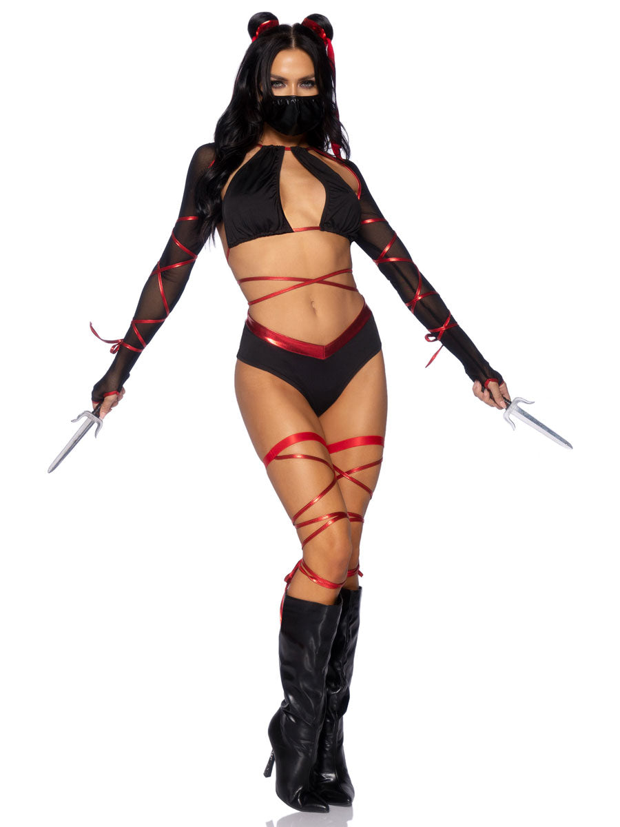 Womens Sexy Black And Red Japanese Lethal Ninja Costume Alternative Image