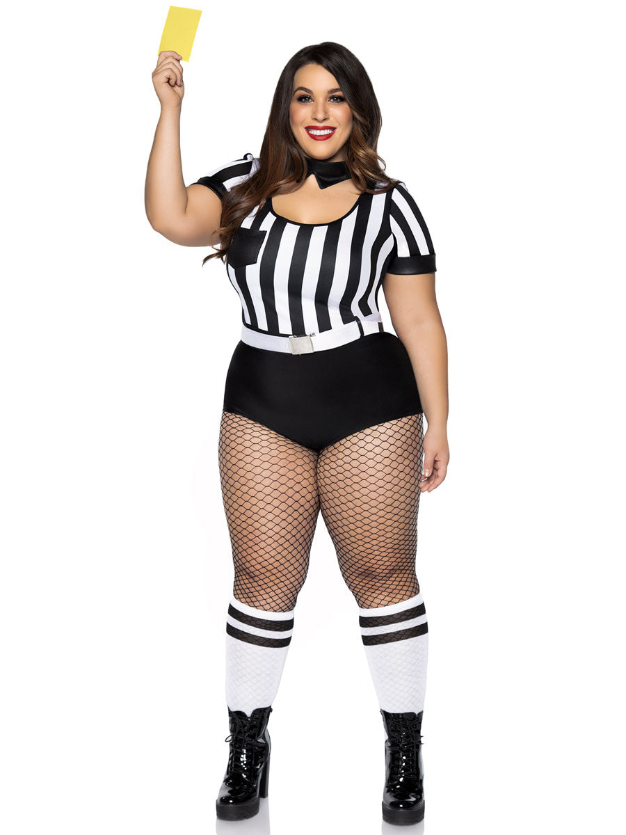 Womens Plus Size Sexy Black And White No Rules Referee Sports Costume Alternative Image 1