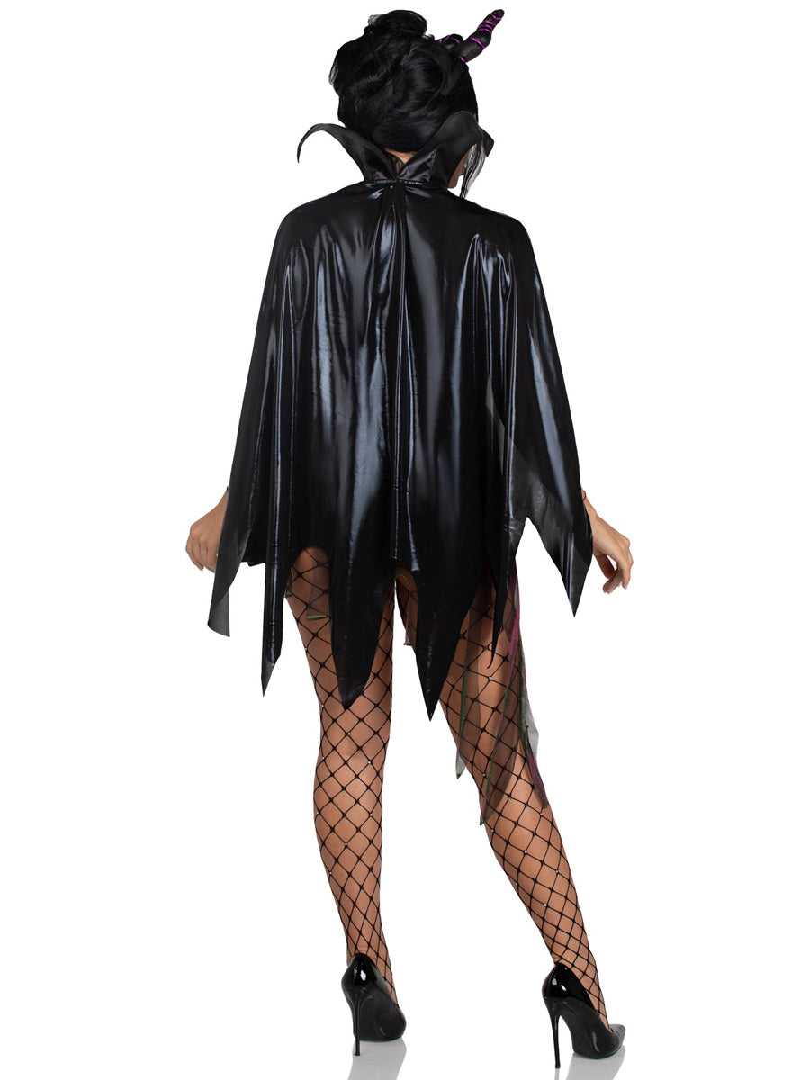 Womens Sexy Black Evil Enchantress Maleficent Bodysuit Costume Back Image