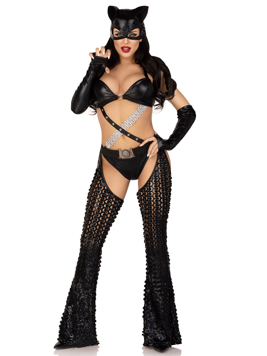 Womens Sexy Black Mistress Kitty Bodysuit Costume Alternative Image