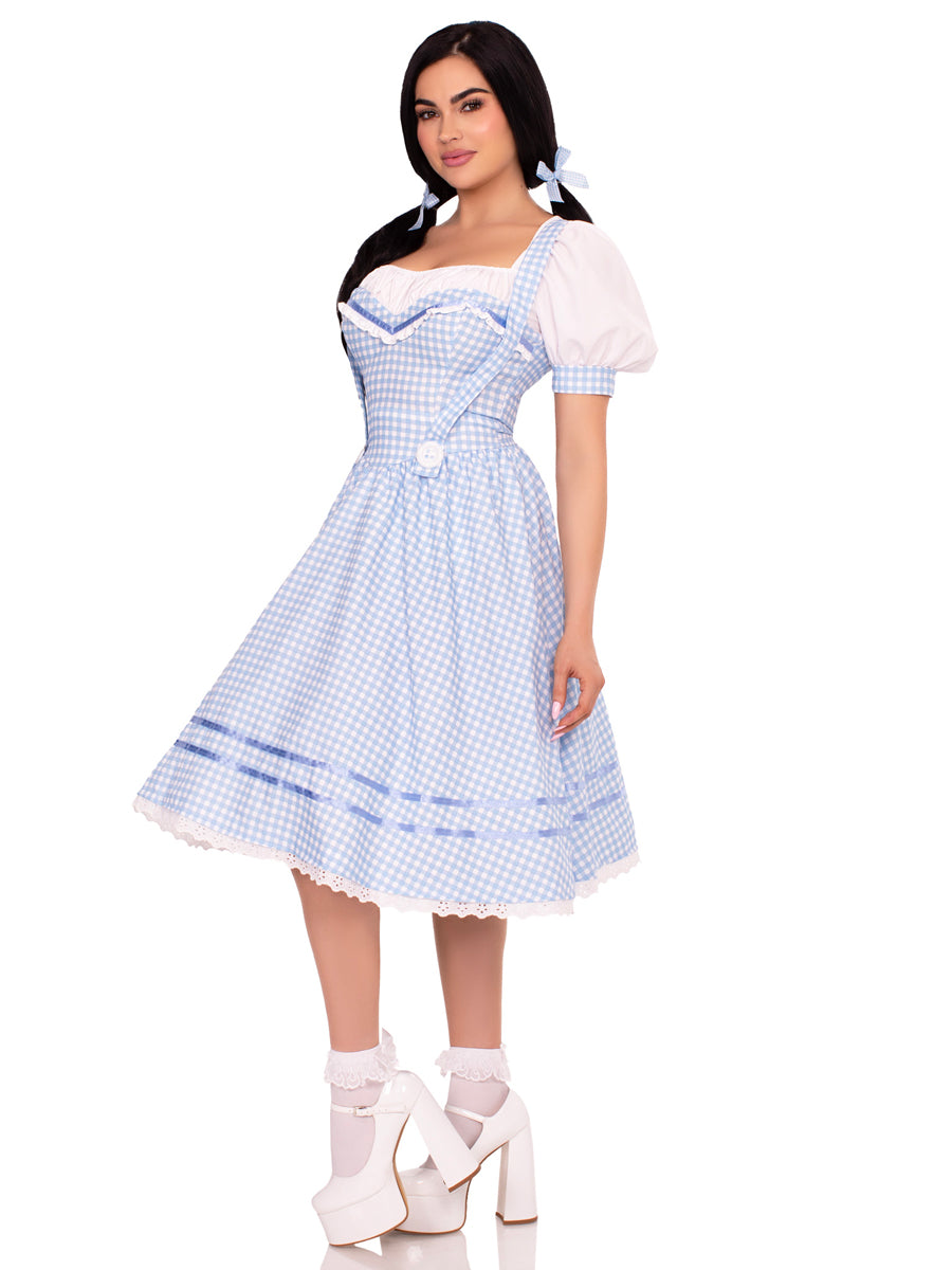 Womens Blue Gingham Kansas Sweetie Dorothy Costume Side Image