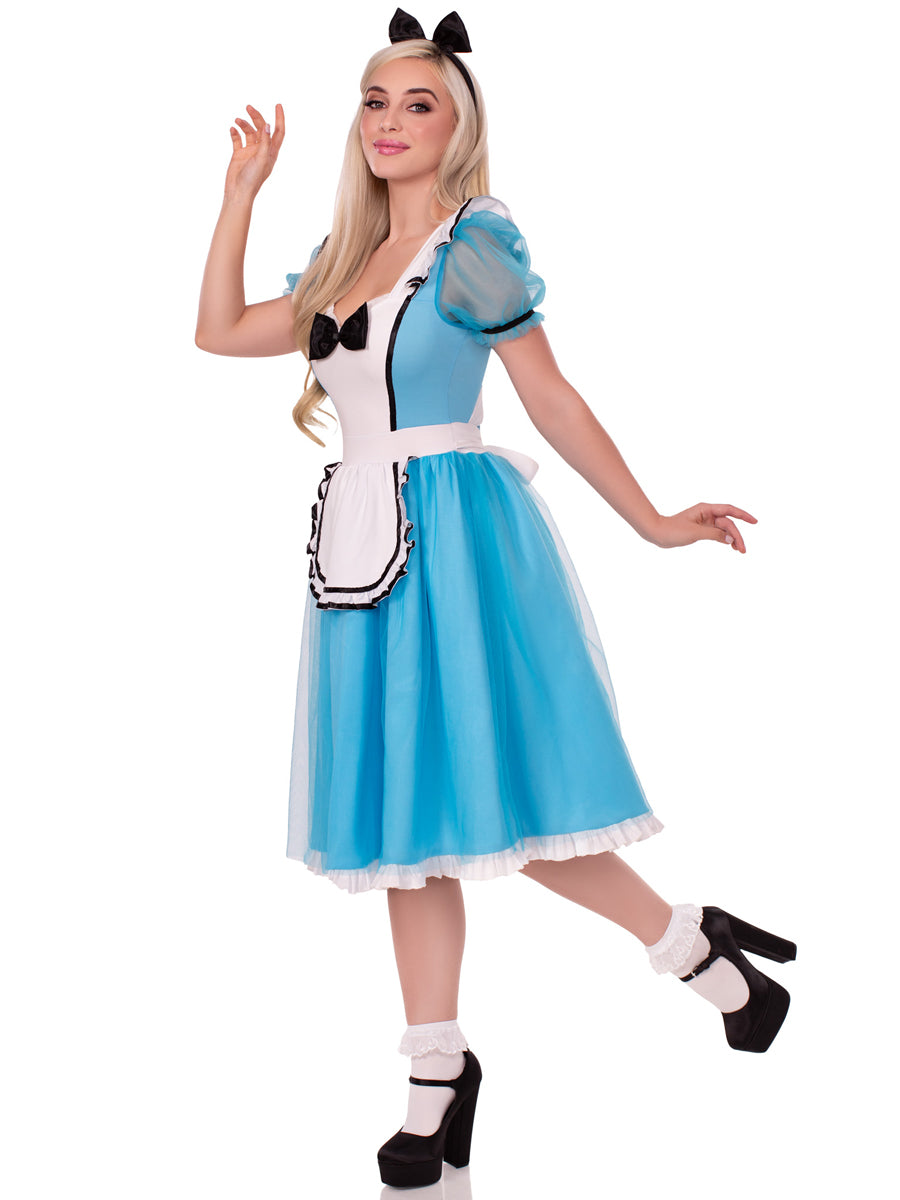 Womens Blue Looking Glass Alice In Wonderland World Book Day Costume Side Image