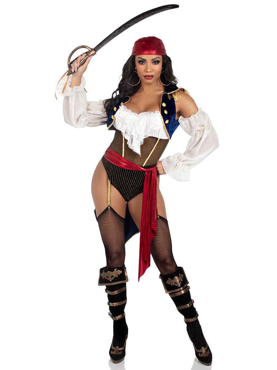 Womens Sexy Buccaneer Beauty Pirate Bodysuit Costume Main Image