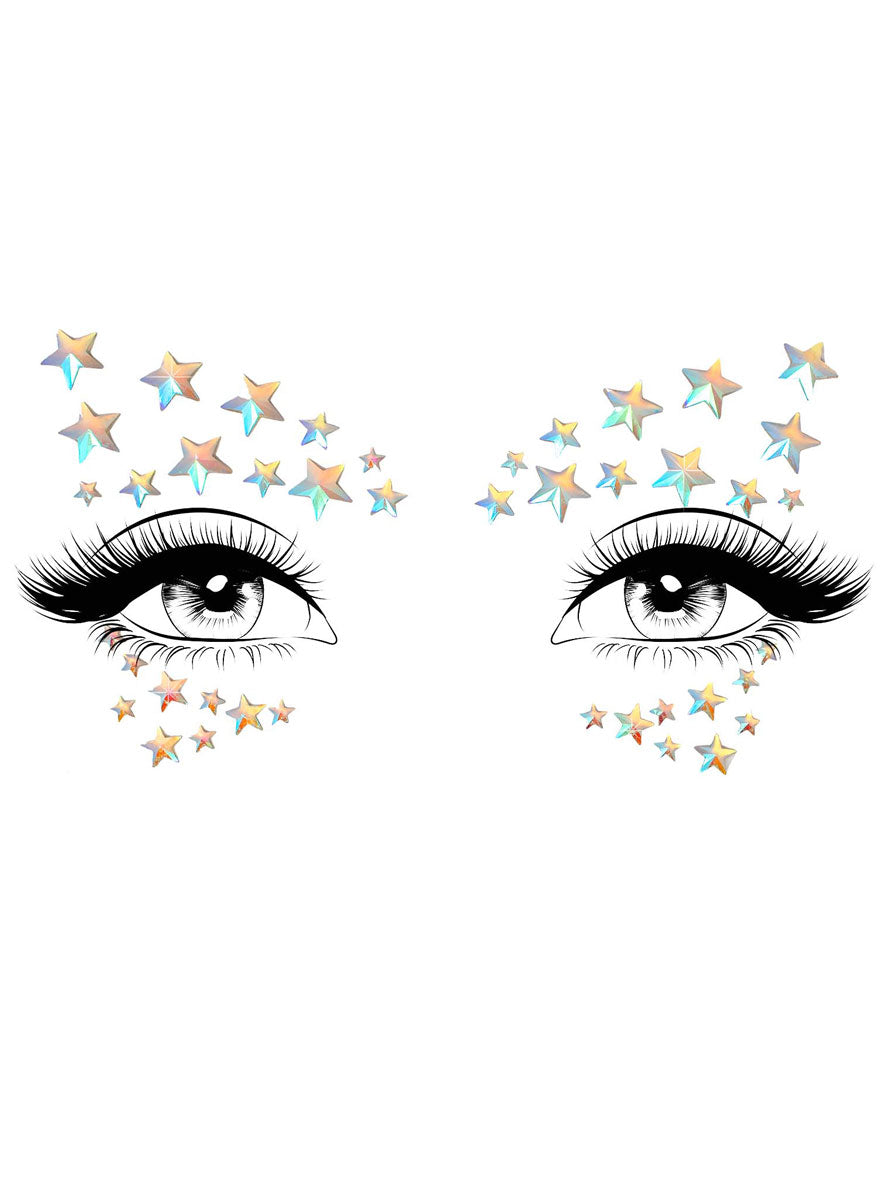 Celeste Glow In The Dark Clear Star Costume Face Jewels
