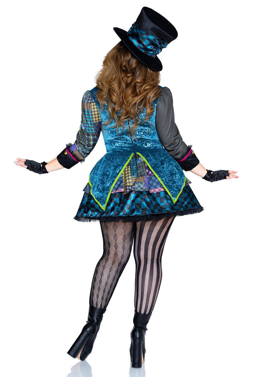 Womens Charming Mad Hatter Fairytale Plus Size Costume Back Image