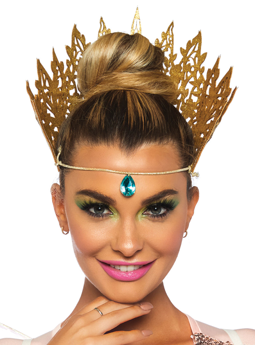 Die Cut Womens Gold Glitter Costume Crown Main Image