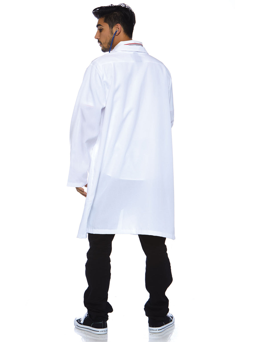 Mens White Doctor Phil Good Costume Lab Coat Back Image