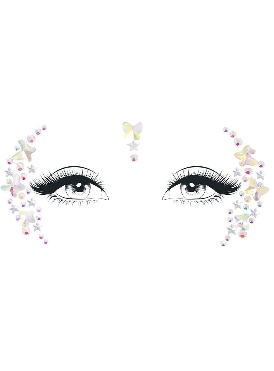 Elera Womens Clear Costume Face Jewels