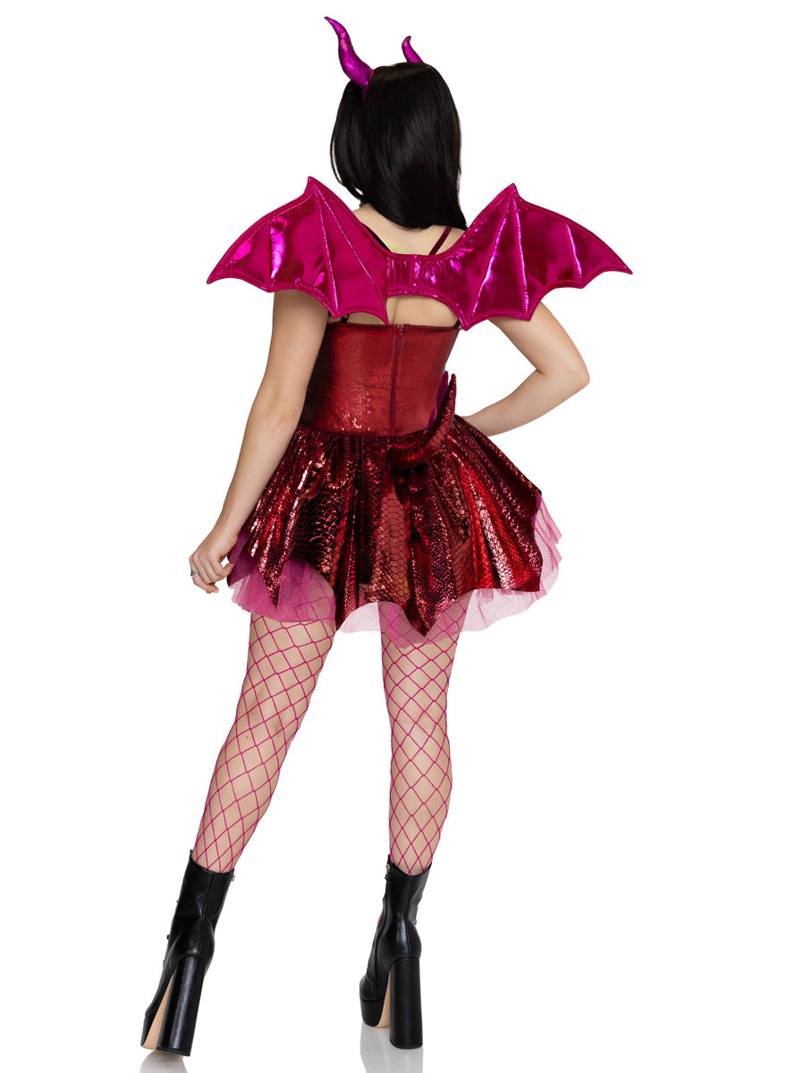 Sexy Womens Fiery Red Dragon Costume Back Image