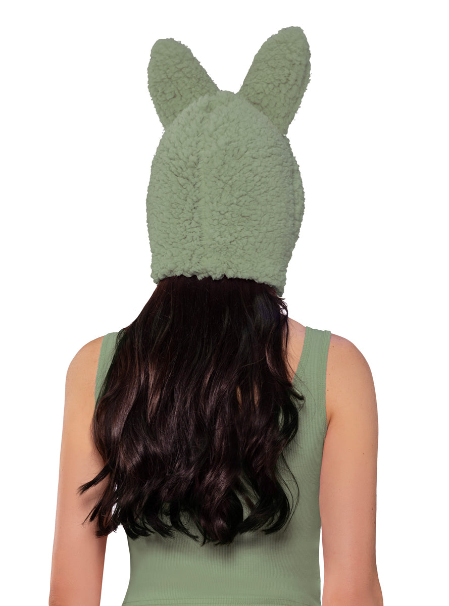 Fluffy Green Labubu Monster Womens Costume Bonnet Back Image