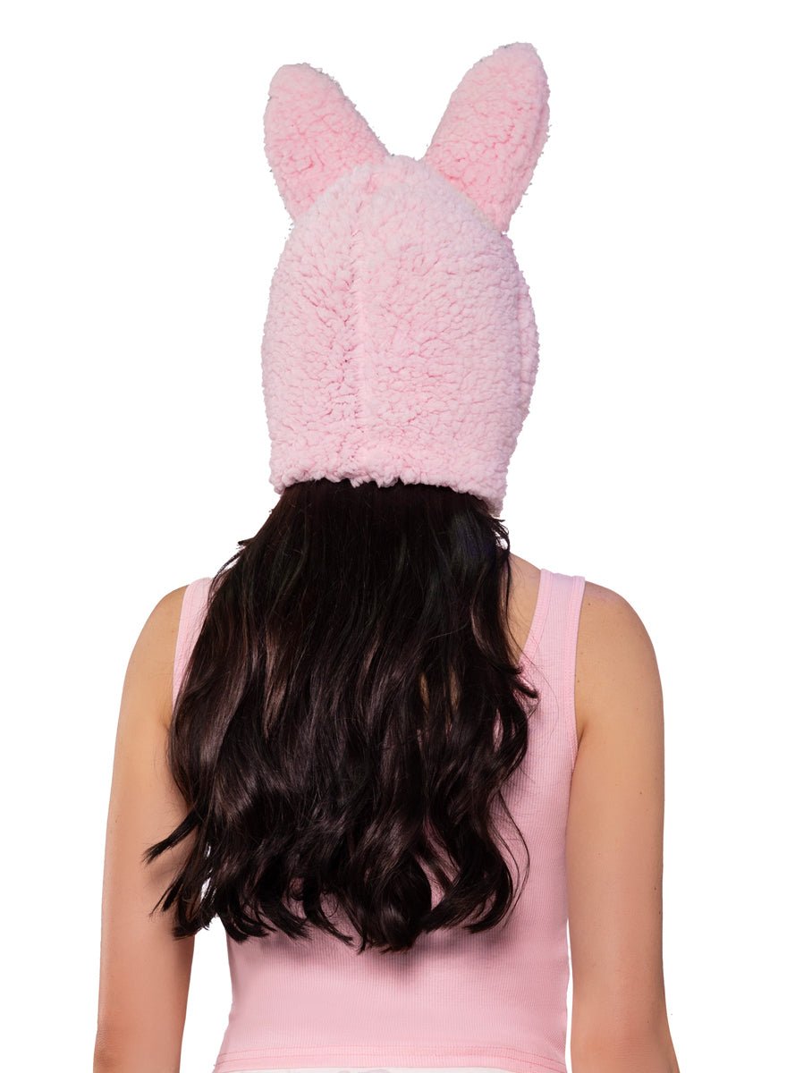Fluffy Pink Labubu Monster Womens Costume Bonnet Back Image