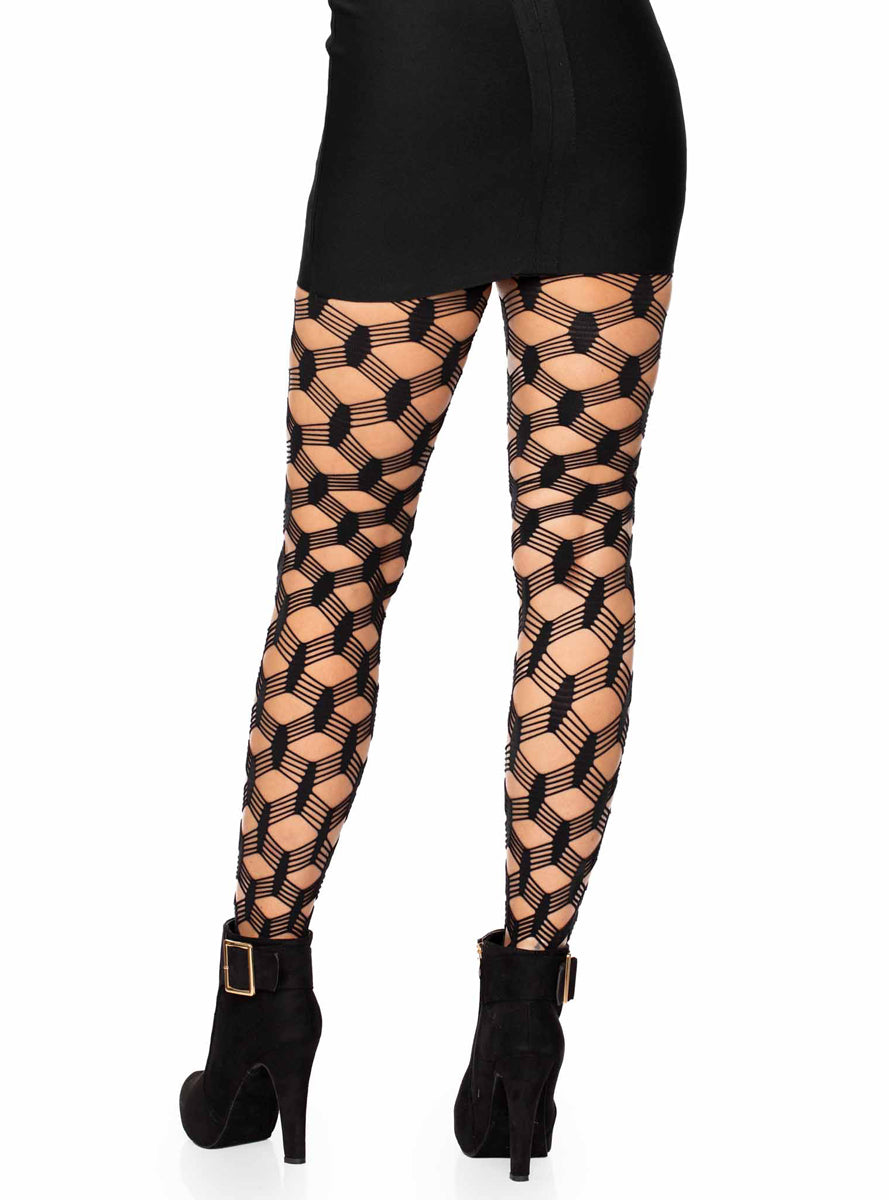Fence Net Strappy Black Women's Pantyhose - Back Image