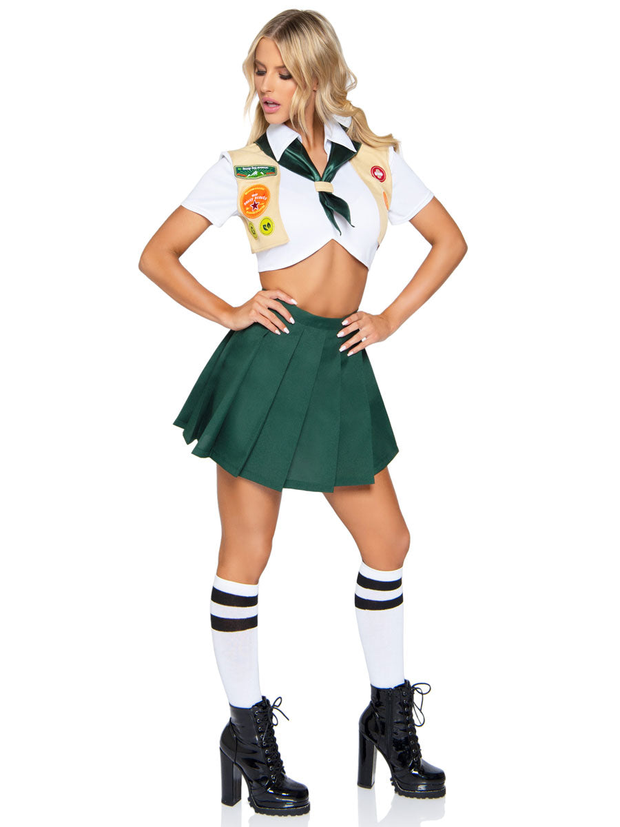 Womens Sexy Green And White Scout Costume Alternative Image 1
