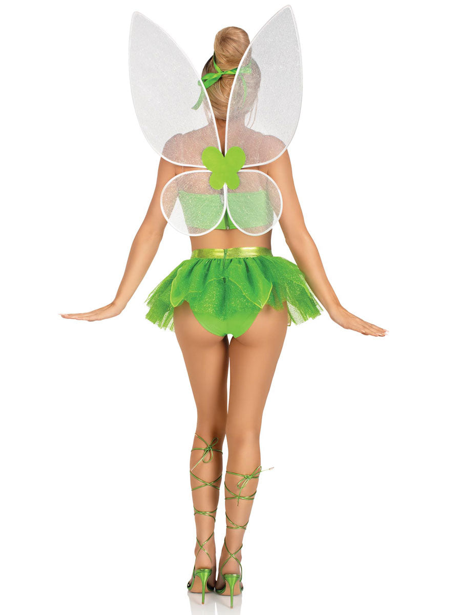 Womens Sexy Green Rebel Fairy Tinker Bell Costume Back Image