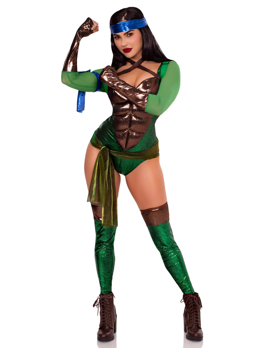 Womens Sexy Green Renegade Ninja Hero Bodysuit Costume Alternative Image