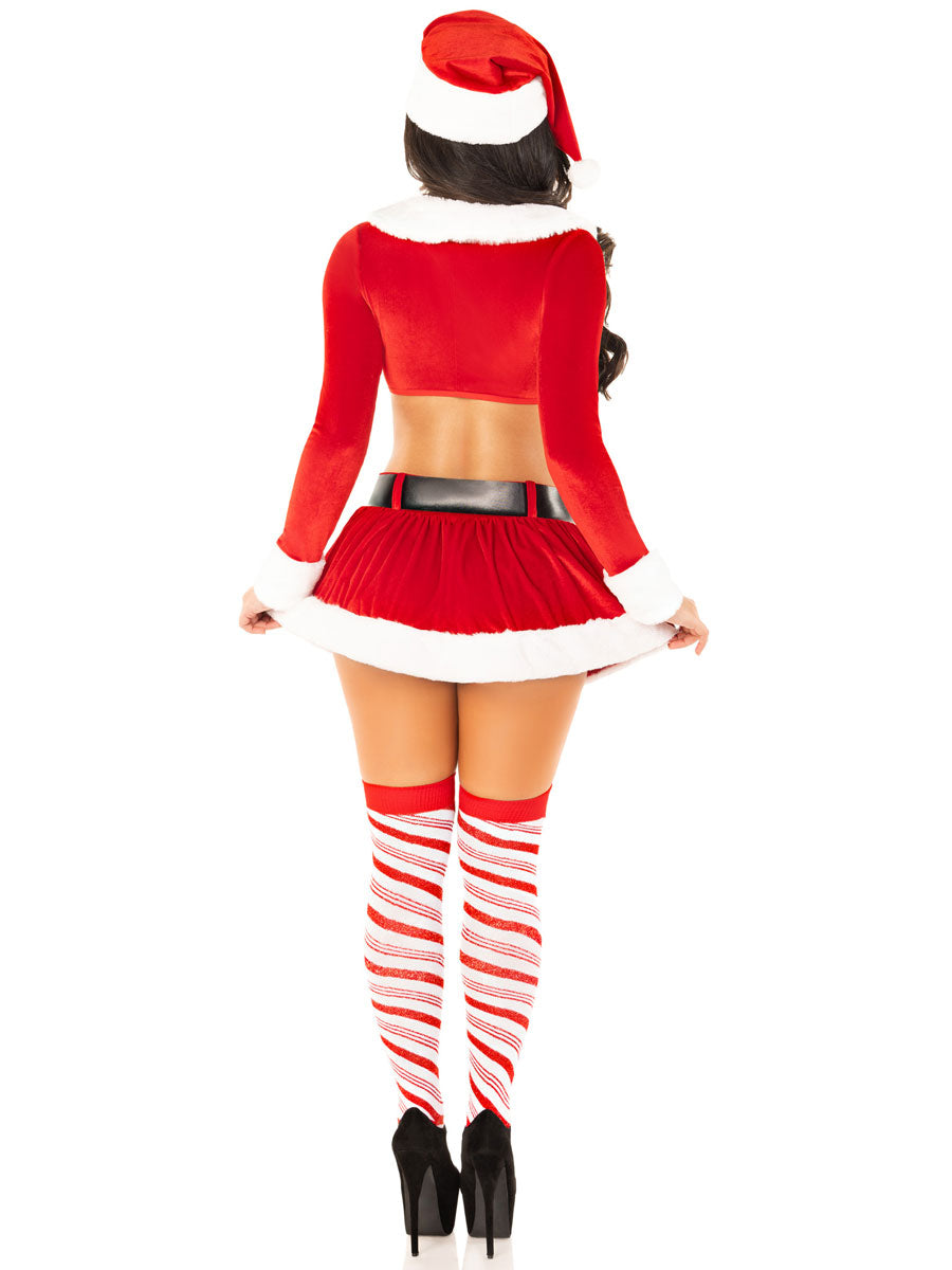 Womens Sexy Red Hoho Hottie Two Piece Christmas Costume Back Image