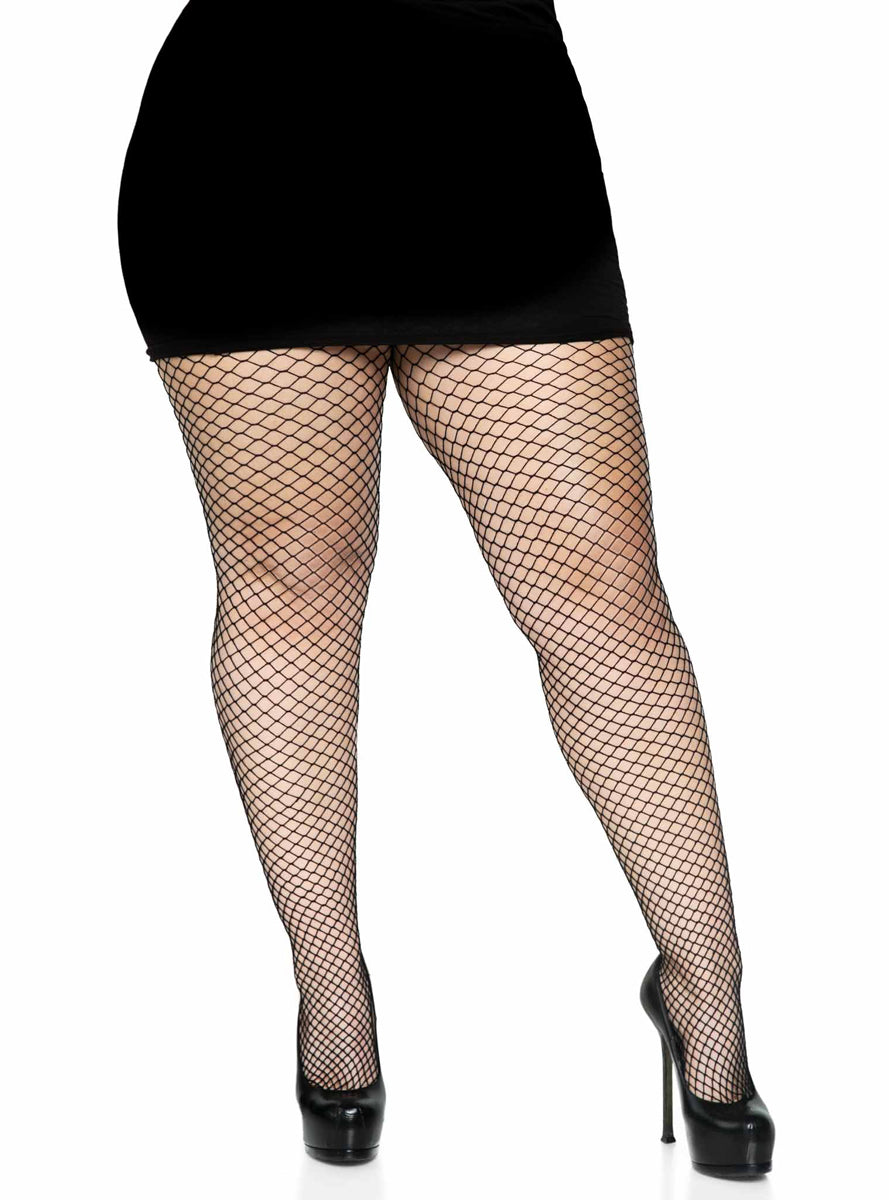 Plus Size Womens Black Industrial Net Spandex Stockings Alternative Image