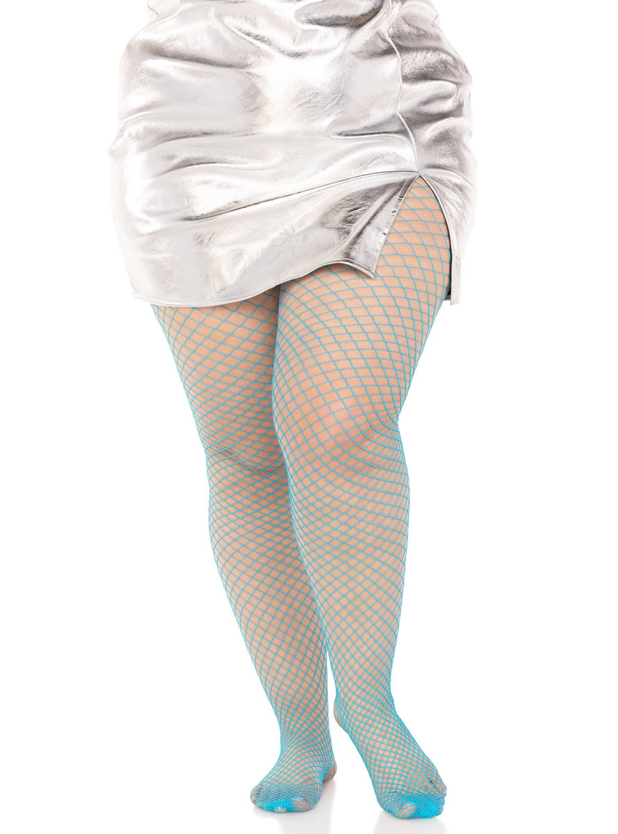 Plus Size Womens Neon Blue Industrial Net Spandex Stockings Alternative Image