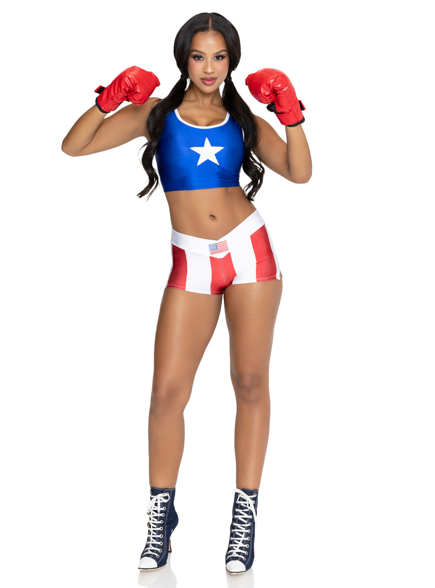 Sexy Womens Knock Out Champ Boxer Costume Front Image