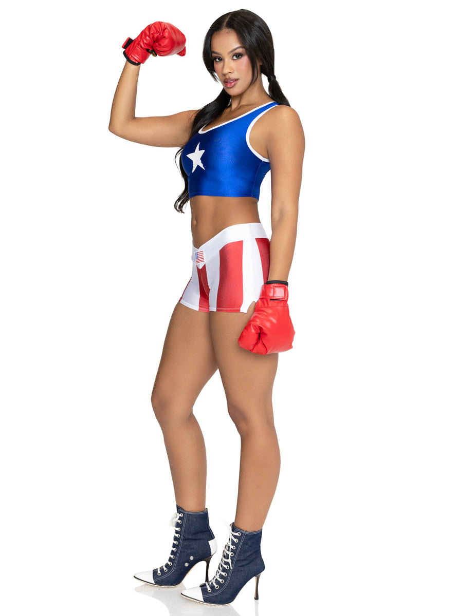 Sexy Womens Knock Out Champ Boxer Costume Side Image