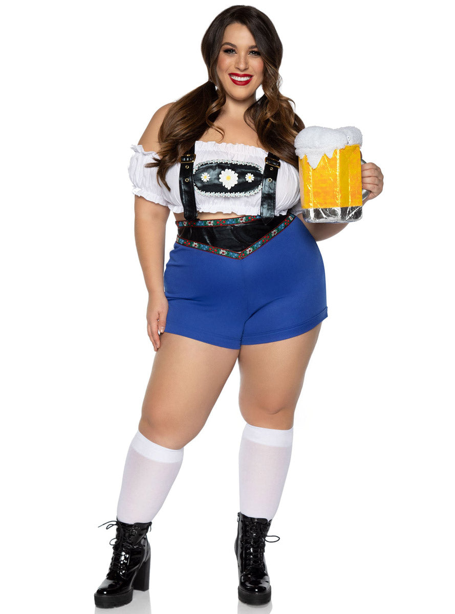 Plus Size Womens Sexy Lederhosen Honey Oktoberfest Costume Front Image