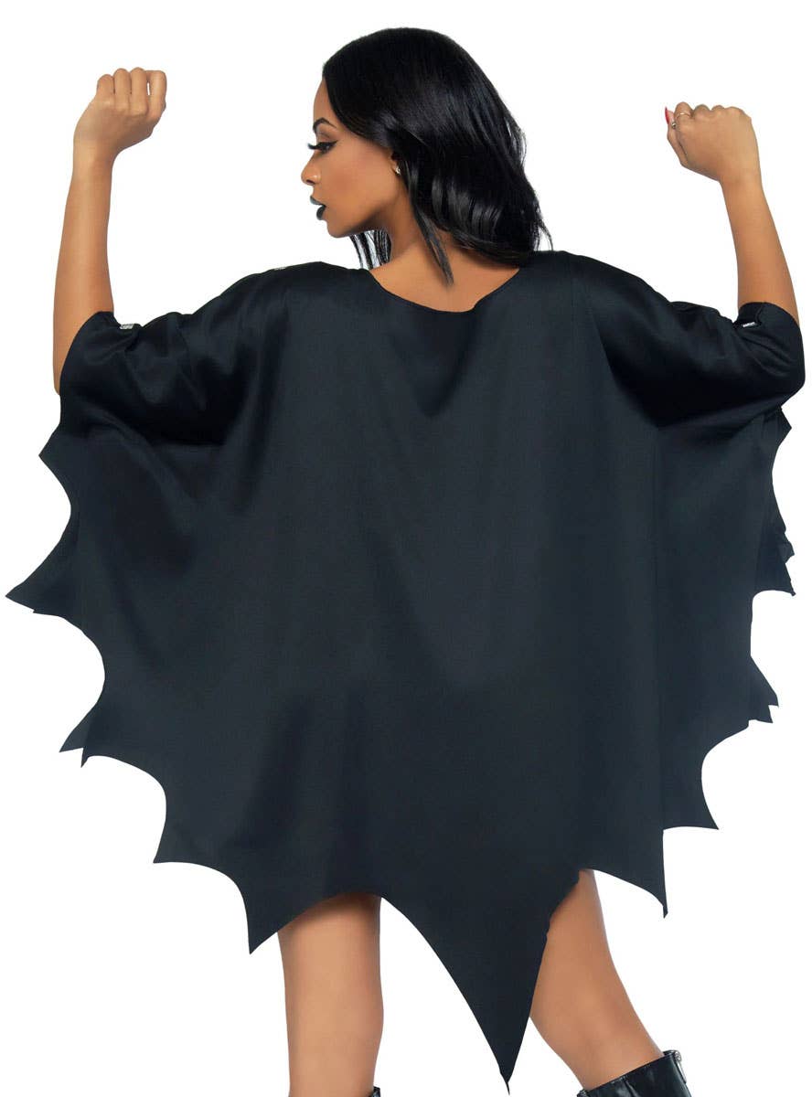 Black and Sliver Womens Glittery Spiderweb Costume Poncho - Close Up Back Image