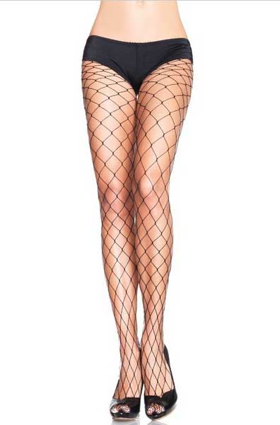 Black Plus Size Fence Net Stockings Front View