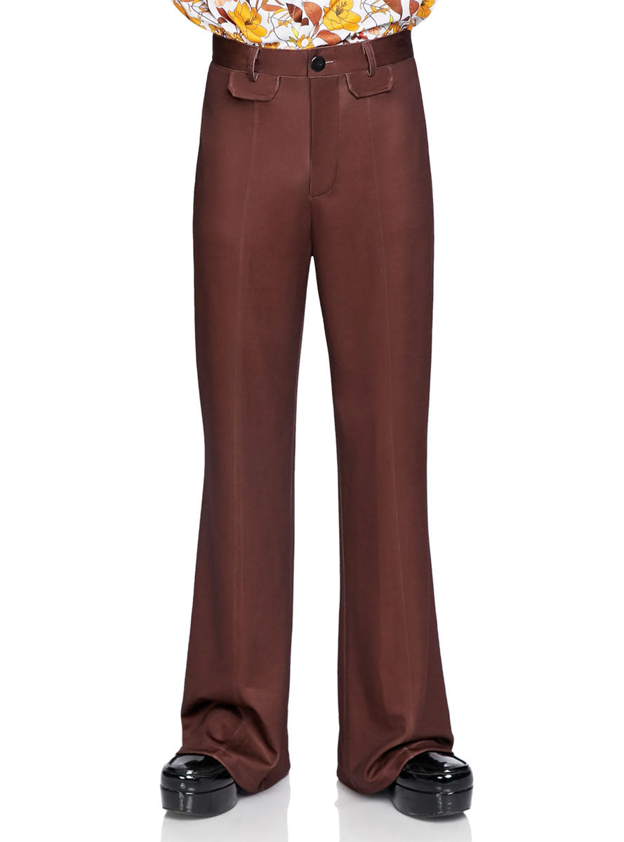 Mens Brown 1970s Hippie Bell Bottom Costume Pants Main Image