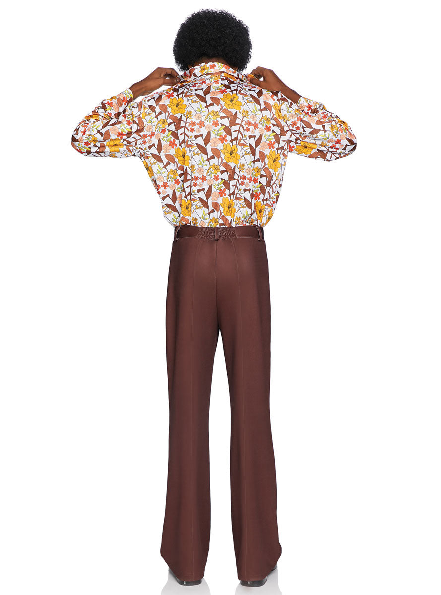 Mens Floral 1970's Hippie Disco Costume Shirt - Back Image
