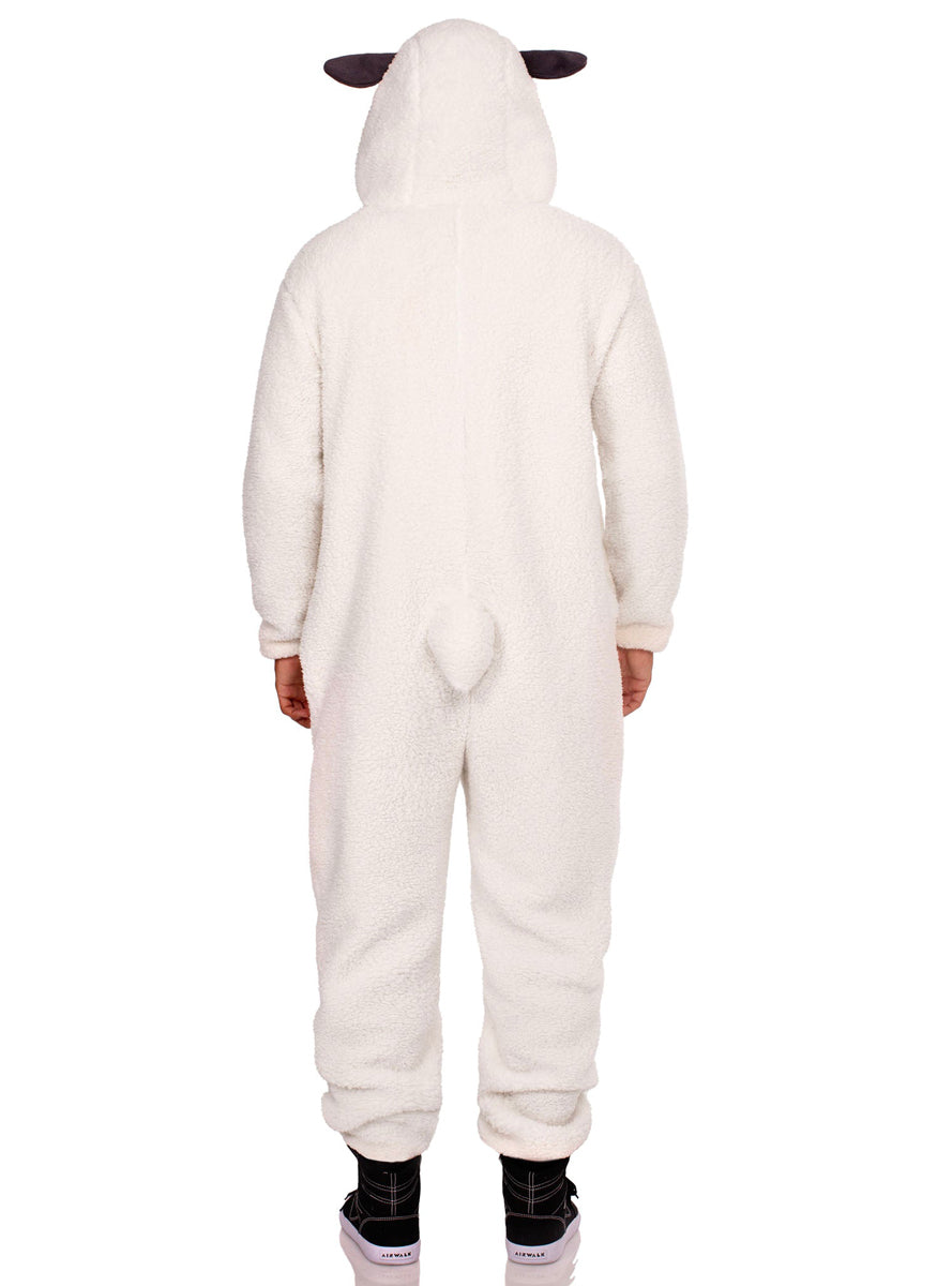 Mens Cozy Lamb Onesie Costume Back Image