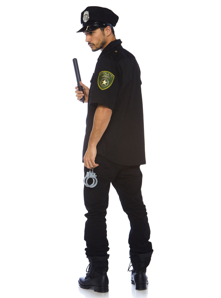 Deluxe Cop Men's Fancy Dress Costume - Back Image