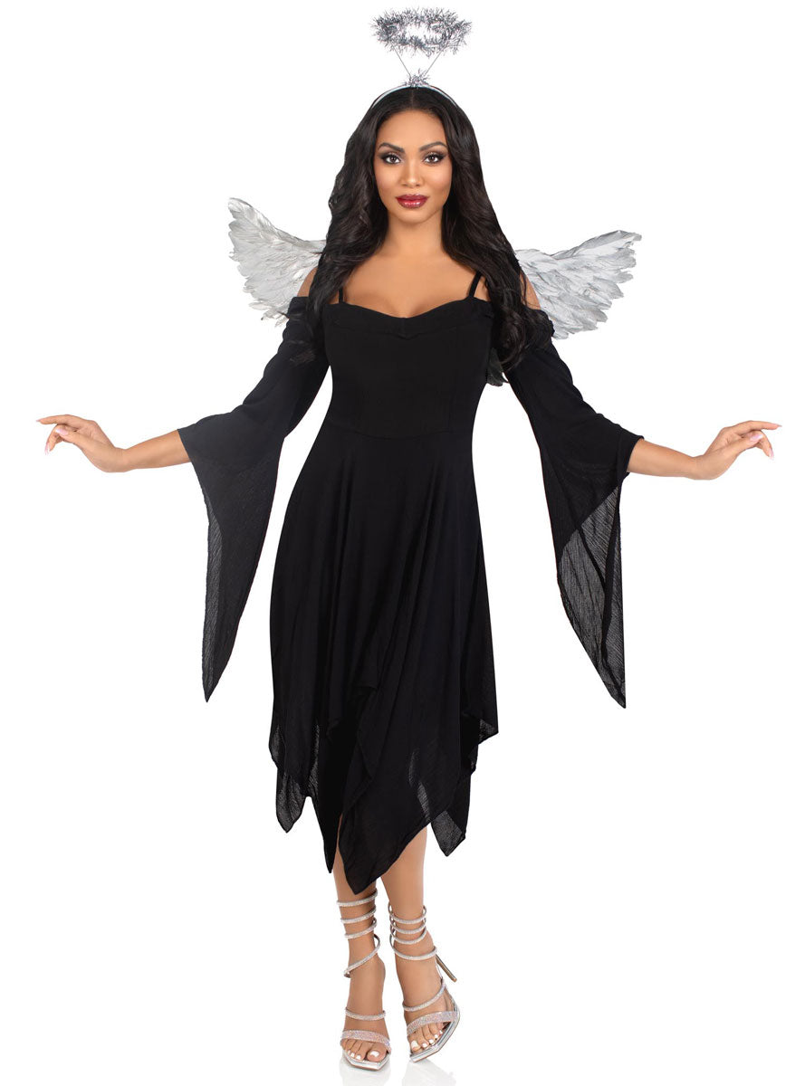 Womens Metallic Silver Angel Costume Accessory Kit Alternative Image 2