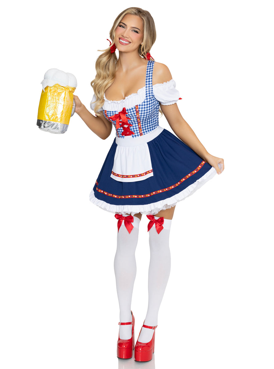 Sexy Womens Blue And White Oktoberfest Cutie Dress Costume Front Image