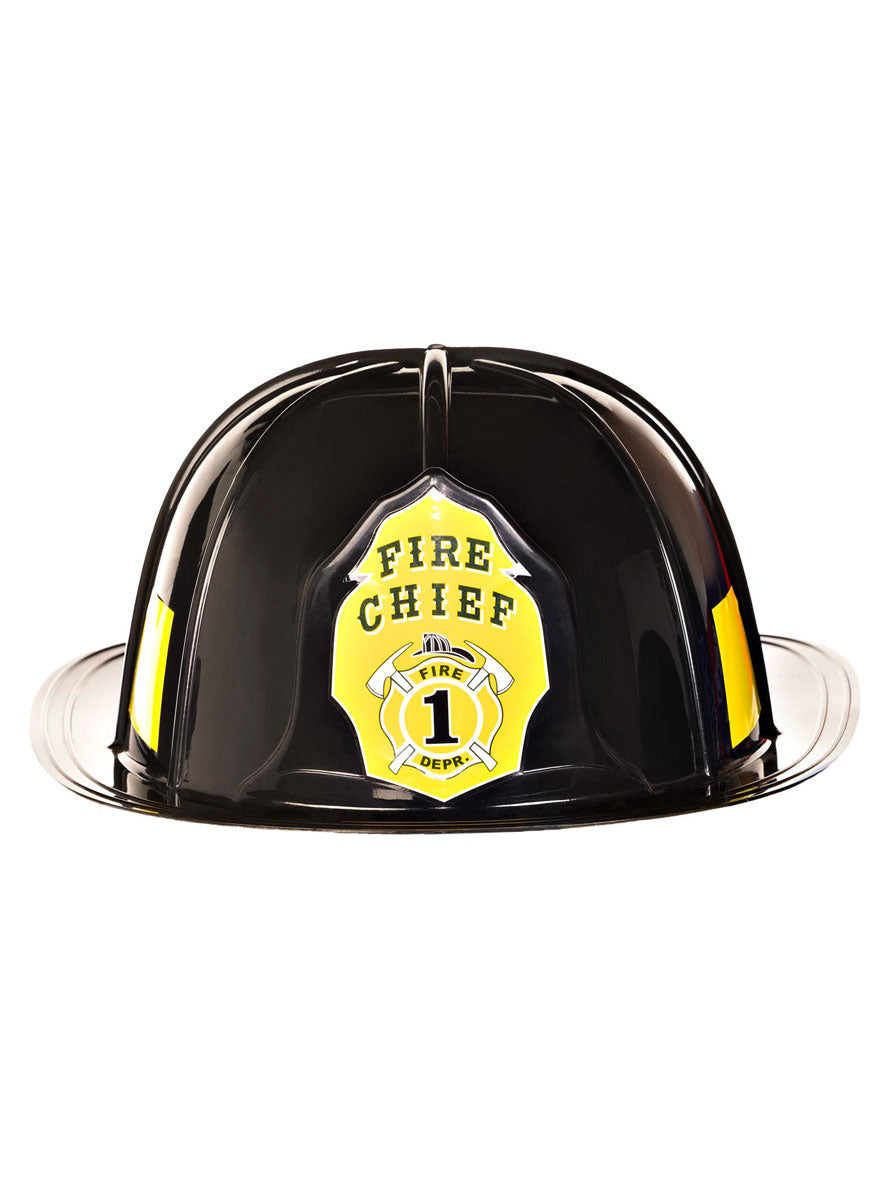 Women's Deluxe Black Firefighter Costume Hat - Image