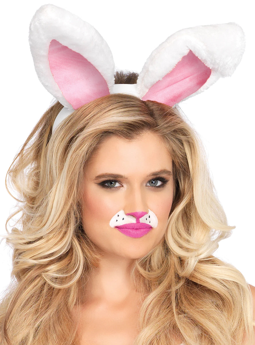 Womens Plush White Bunny Costume Ears