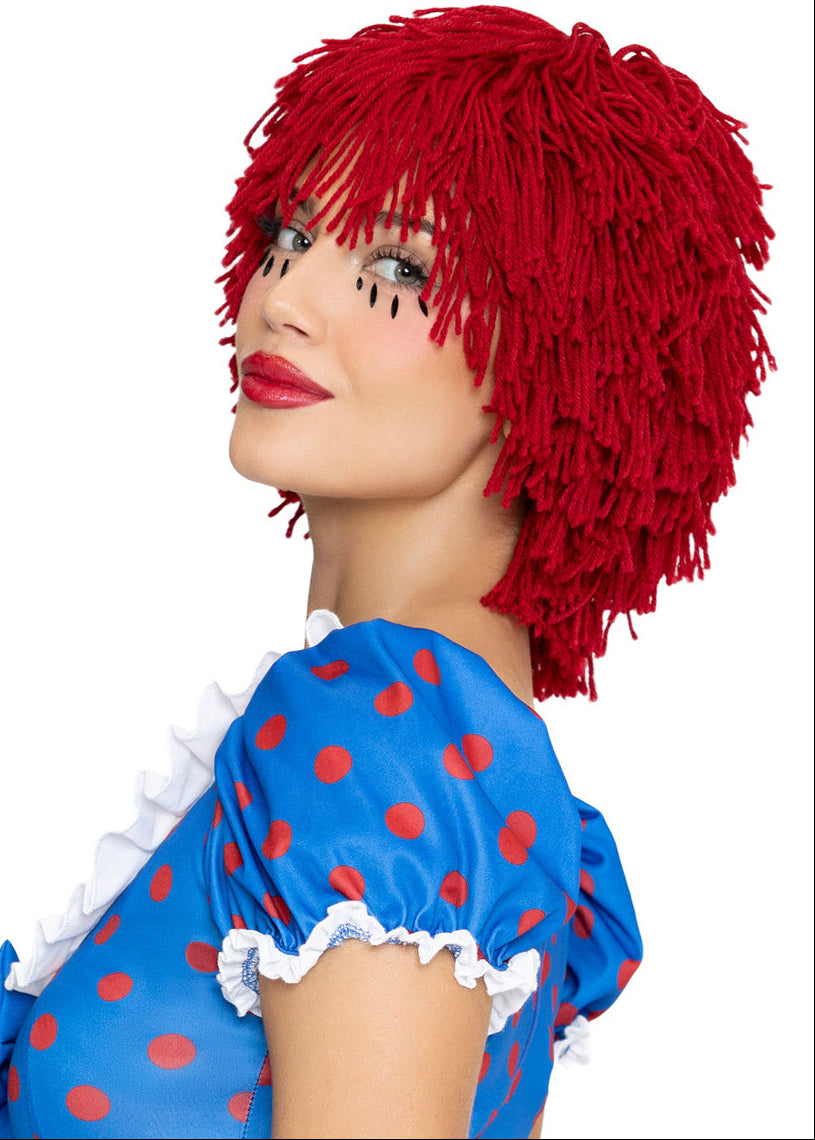 Rag Doll Womens Red Yarn Costume Wig